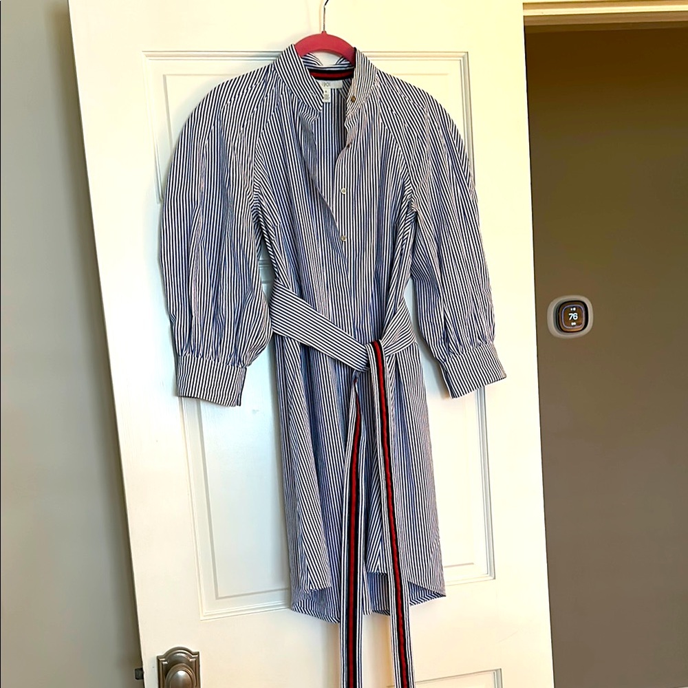 1901 Blue Striped Shirt Dress with Belt